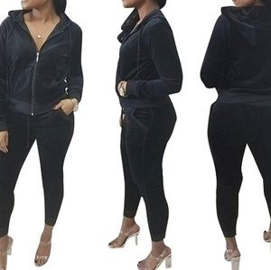 Black Velvet hoodie track suit